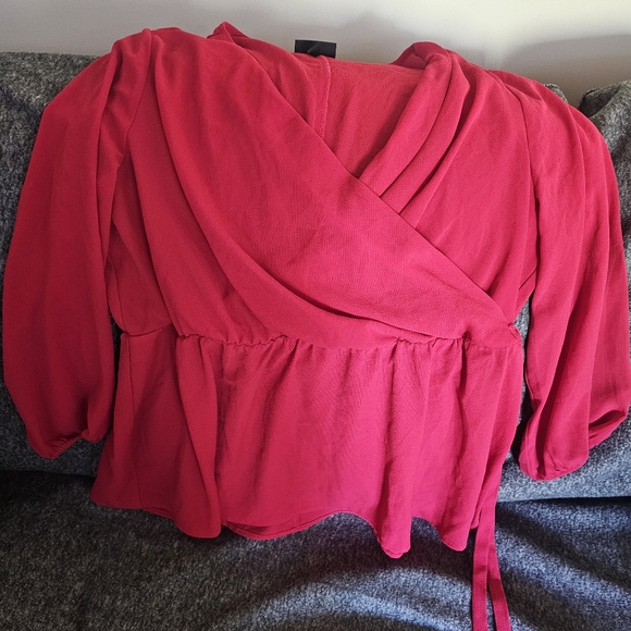 Lane Bryant red faux wrap blouse size 16 - Picture 1 of 4